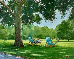 Under the Plane Trees, St James Park by Charles Rowbotham - Original Painting on Board sized 15x12 inches. Available from Whitewall Galleries